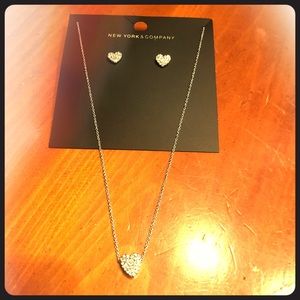 2 piece pave heart earrings/necklace set